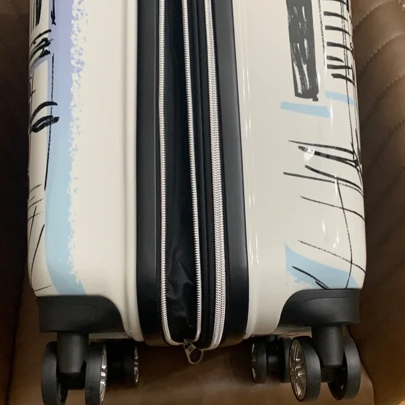 White Hard-Shell Emily in Paris Carry-On with Paris Sketch & Lavender Accents - Picture 12 of 16